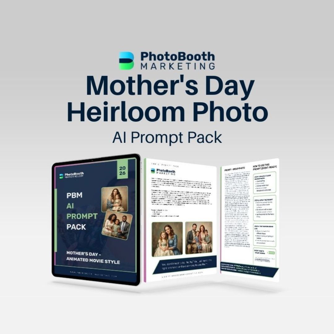 Mother's Day Heirloom Photo AI Prompt Pack by PhotoBooth Marketing on a gray background